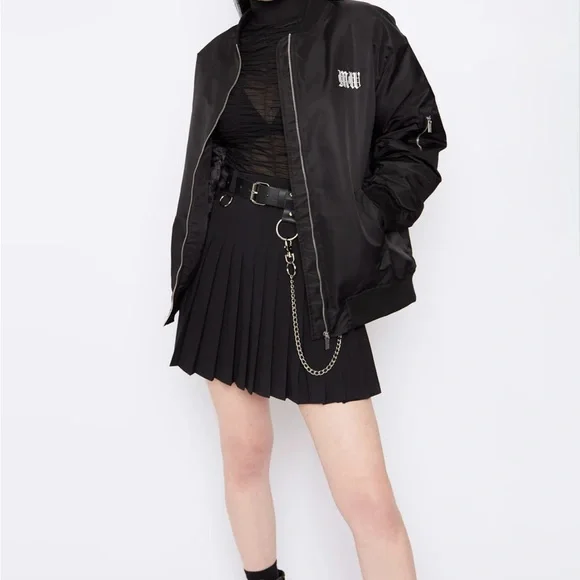 Black Graphic Bomber Jacket - Picture 3 of 10